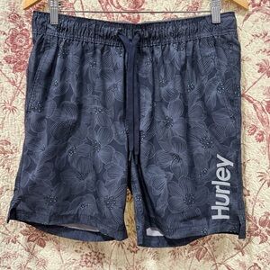 Hurley Floral Swim Trunks Shorts Size L Navy Blue